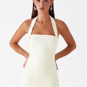 Elegant Cream Halter Dress
